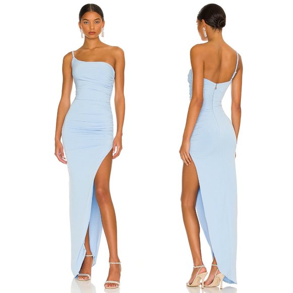 NEW Nookie Aria One Shoulder Gown in Light Sky Blue Slit Maxi Dress Small S - Picture 1 of 2